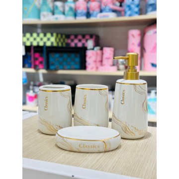 SET ACCESSOIRES DE SALLE DE BAIN 4 PIECES EN CERAMIQUE ≡ MINIMAL