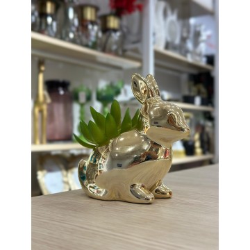 PLANTE DECORATIVE EN CERAMIQUE EN FORME DE LAPIN 14CM ≡ MINIMALL