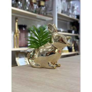 PLANTE DECORATIVE EN CERAMIQUE EN FORME DE LAPIN 14CM ≡ MINIMALL