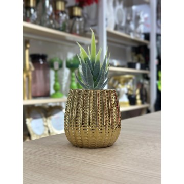 PLANTE DECORATIVE EN CERAMIQUE EN DORE 16CM  ≡ MINIMALL