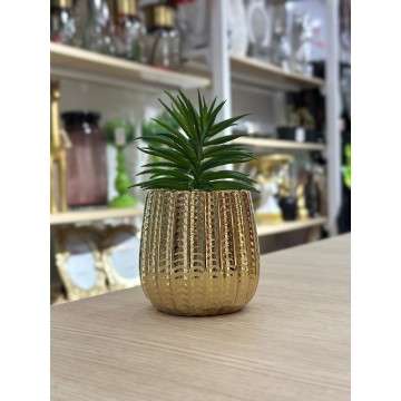 PLANTE DECORATIVE EN CERAMIQUE EN DORE 16CM ≡ MINIMALL