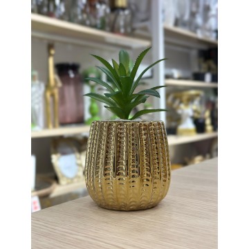 PLANTE DECORATIVE EN CERAMIQUE EN DORE 16CM ≡ MINIMALL