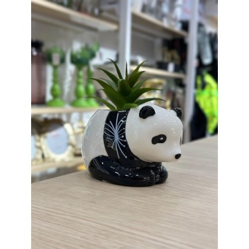 PLANTE DECORATIVE EN CERAMIQUE EN FORME DE PANDA 13CM ≡ MINIMALL