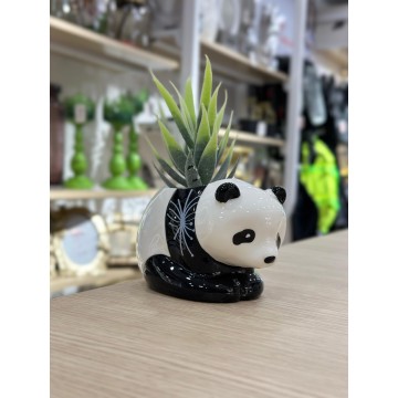 PLANTE DECORATIVE EN CERAMIQUE EN FORME DE PANDA 13CM ≡ MINIMALL