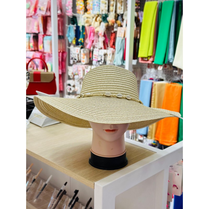 CHAPEAU AVEC RUBAN DE COQUILLQGE  POUR FEMME ≡ MINIMALL