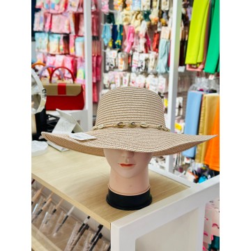 CHAPEAU AVEC RUBAN DE COQUILLQGE  POUR FEMME ≡ MINIMALL